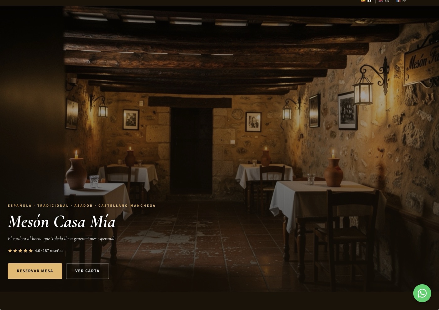 Web profesional de un restaurante generada por Kazolé